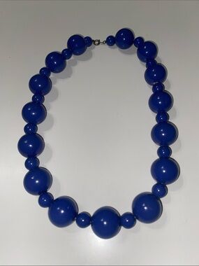 Bold Blue Beaded Necklace Chunky Statement Necklace